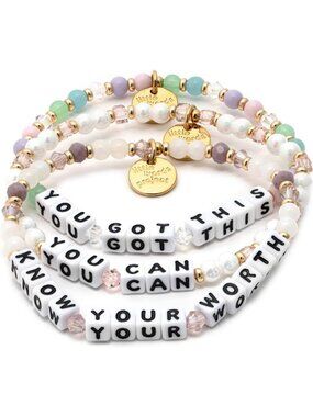 Handcrafted Beaded Bracelets Set of 3 - Inspirational Stack - Know Your Worth